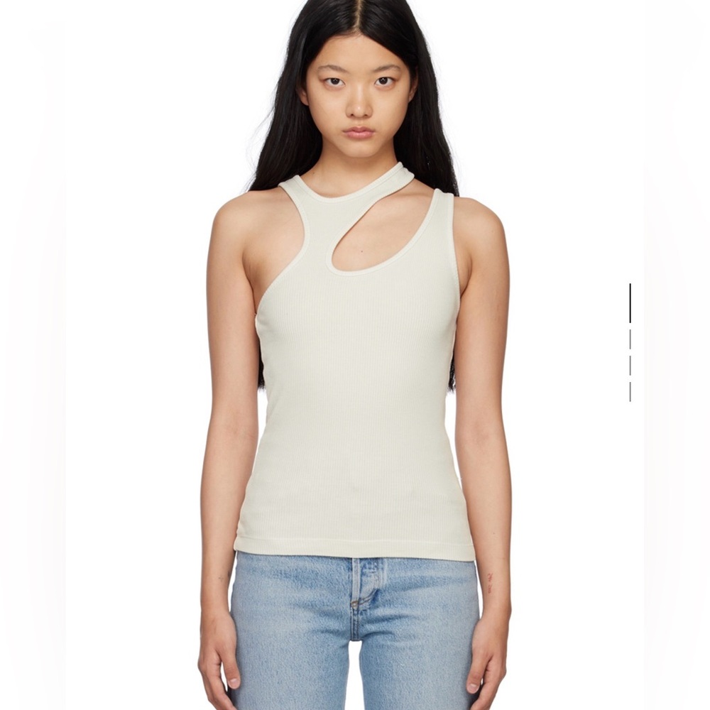 Agolde Powder Off-White Asymmetric Rib Tank